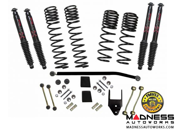 Jeep Wrangler JL 4WD Dual Rate-Long Travel Lift Kit System w/Black MAX Shocks - 3.5-4 in - 4 Door